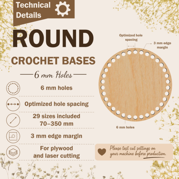Round Crochet Basket Base – 29 Sizes